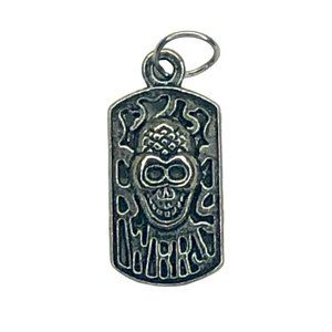 Mi Amore Skull Pendant Silver Tone WBRS 925 Necklace Charm Filigree Miniature 1"